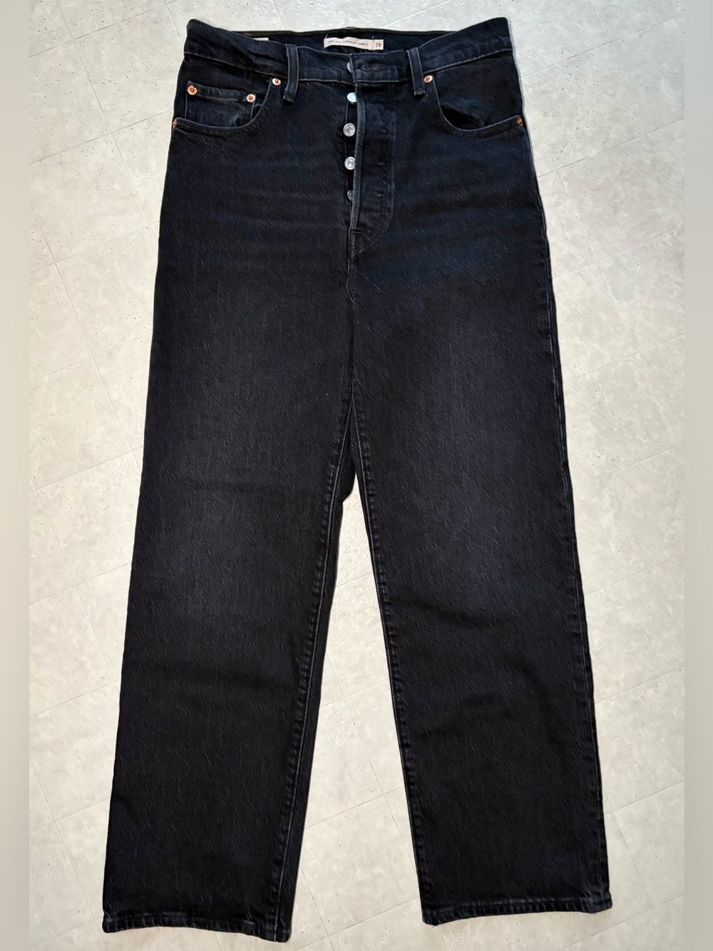 Levi’s Ribcage Straight Ankle Black Jeans High Rise Womens 28x27 Big E